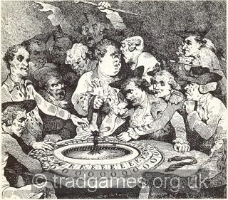 Powyżej jest to stary stół EO. Po prawej stronie kreskówka Thomasa Rowlandsona z tamtych czasów pokazuje trochę zamieszania przy takim stole.